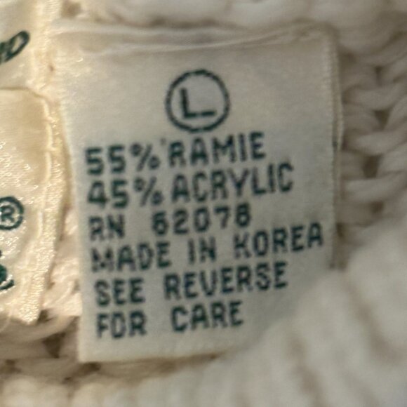 Vintage Cream Mock Neck Cottage Core Coastal Grandmother Sweater Sz Large - Picture 3 of 6